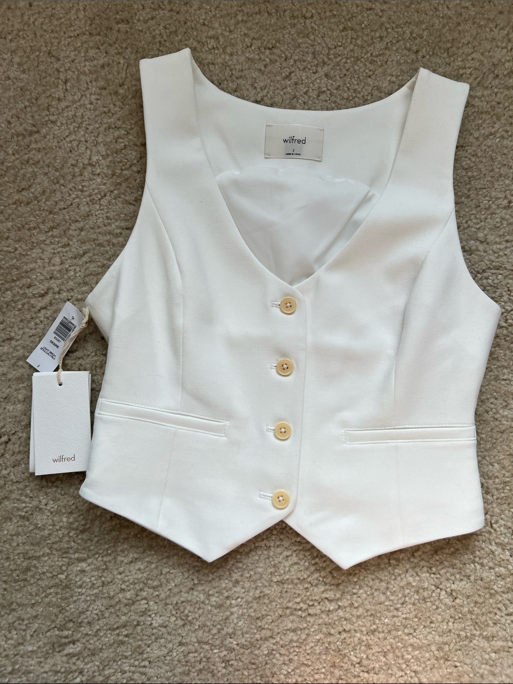 Wilfred Cream Sleeveless Tailored Button Vest